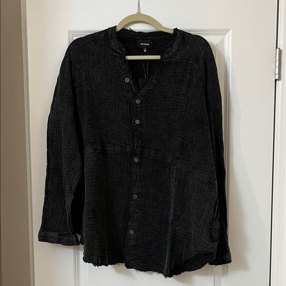 Women’s Black Textured Button Down Shirt